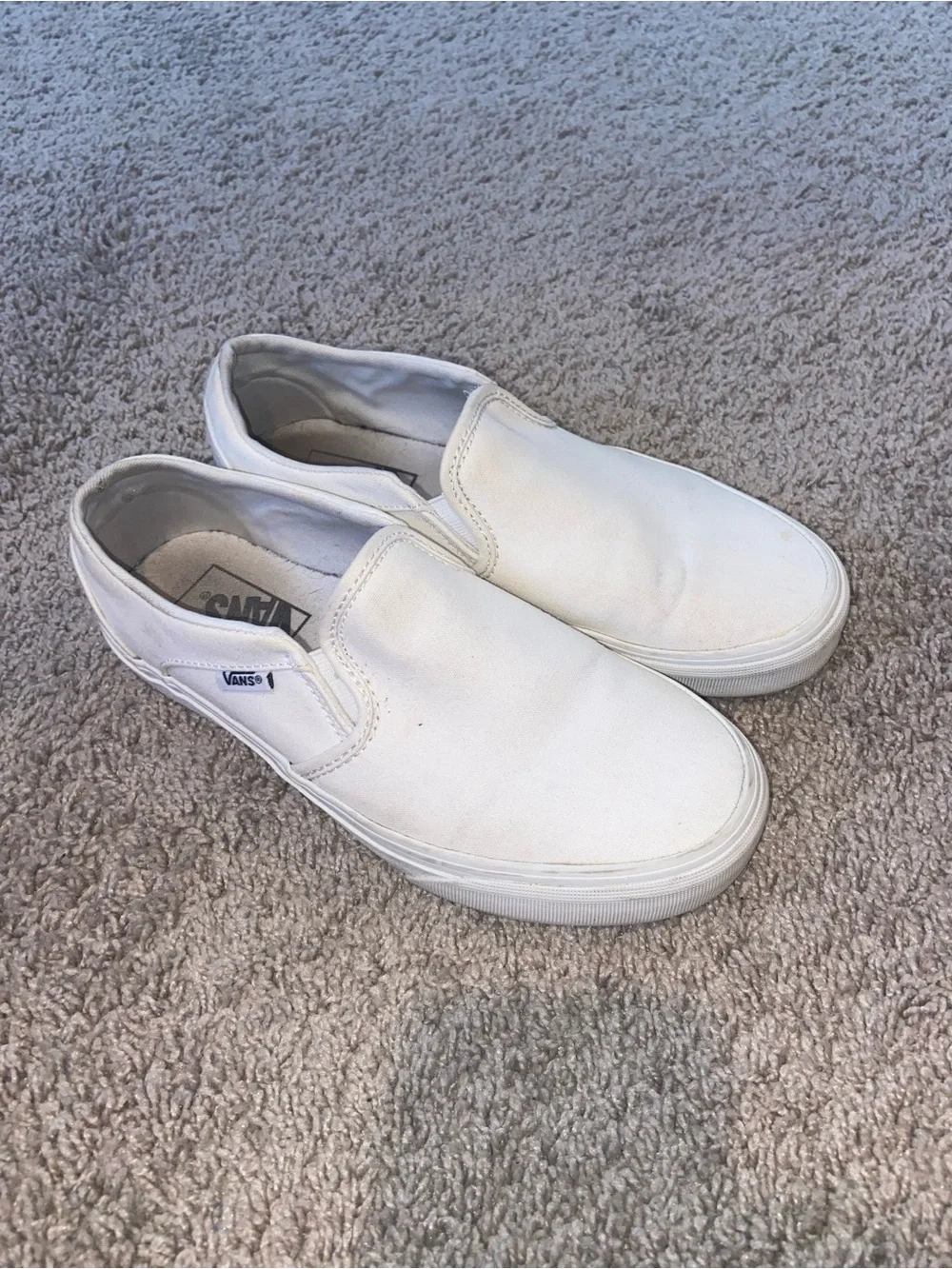 White Vans Classic Slip-On Canvas Sneakers - Women’s 7